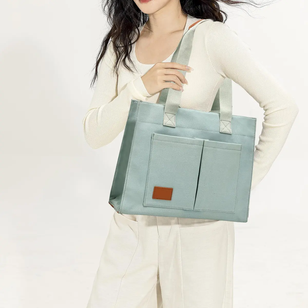 Barsine Canvas Laptop Tote Bag for Women | Fits 15.6" Laptop & Travel Ready - view 2