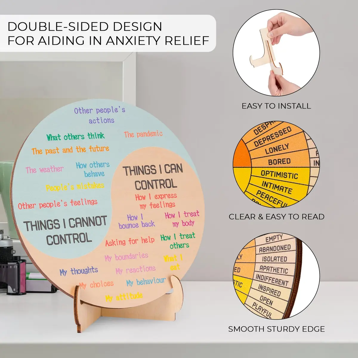 Giftacity 10.6" Feelings Wheel for Therapy Office | Emotion Chart for Mental Health & Classroom Use - view 3