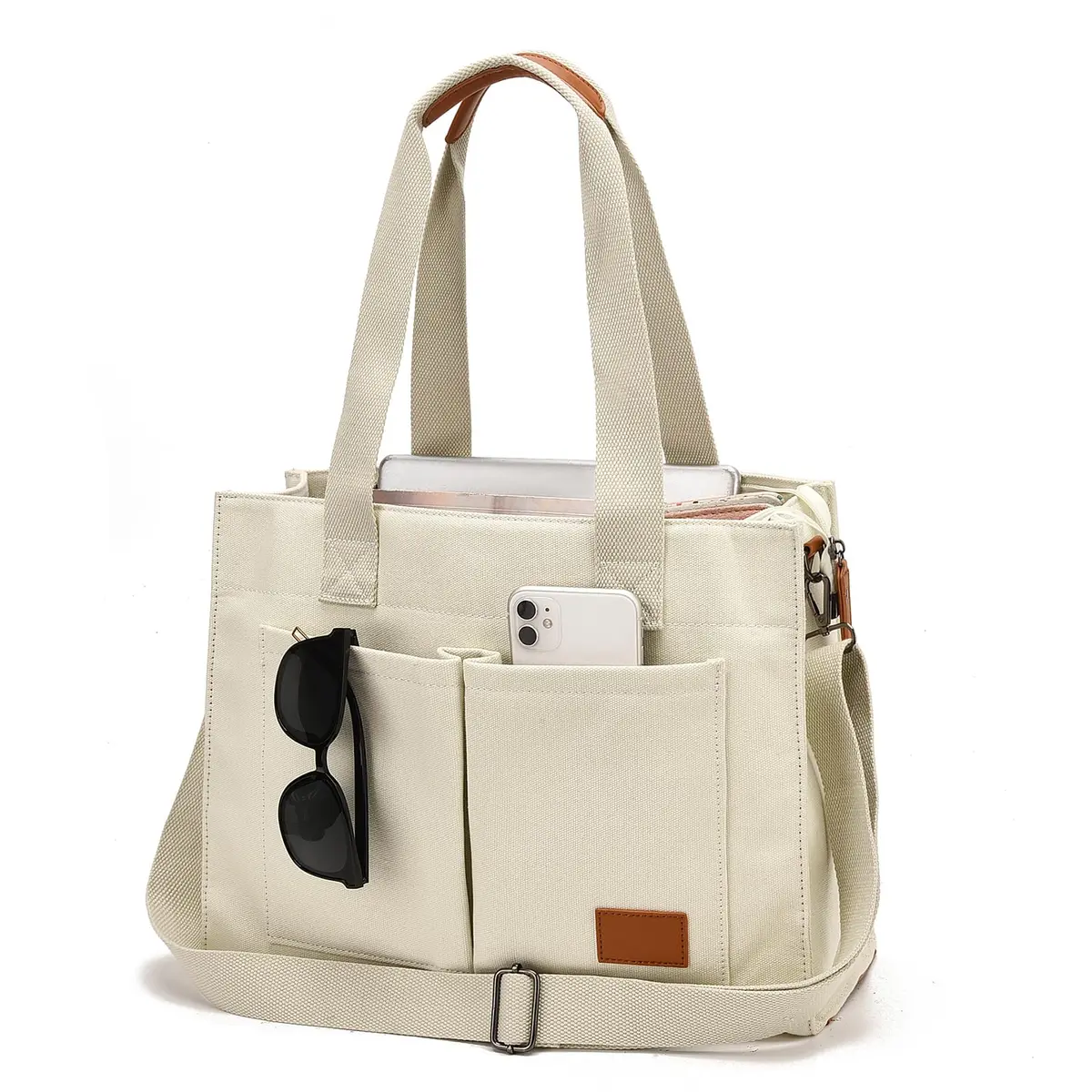 Barsine Canvas Laptop Tote Bag for Women, Fits 15.6" Laptop, 16L (1.5 lbs) | Work, Travel, Office, Teacher, Nurse Bag - main product image