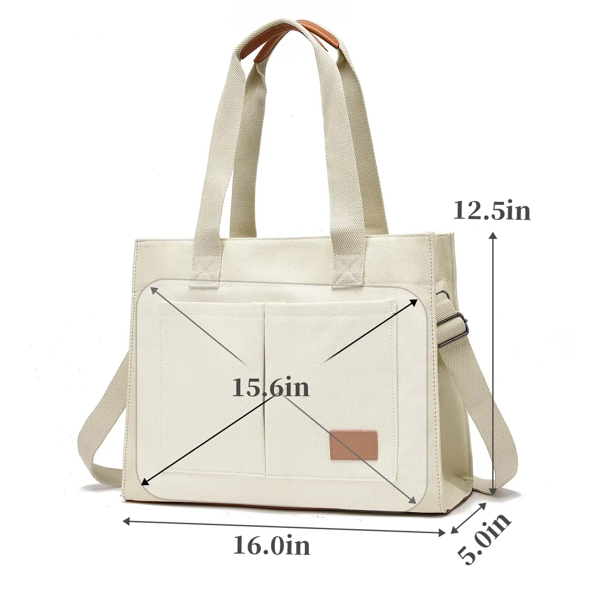 Barsine Canvas Laptop Tote Bag for Women, Fits 15.6" Laptop, 16L (1.5 lbs) | Work, Travel, Office, Teacher, Nurse Bag - view 6