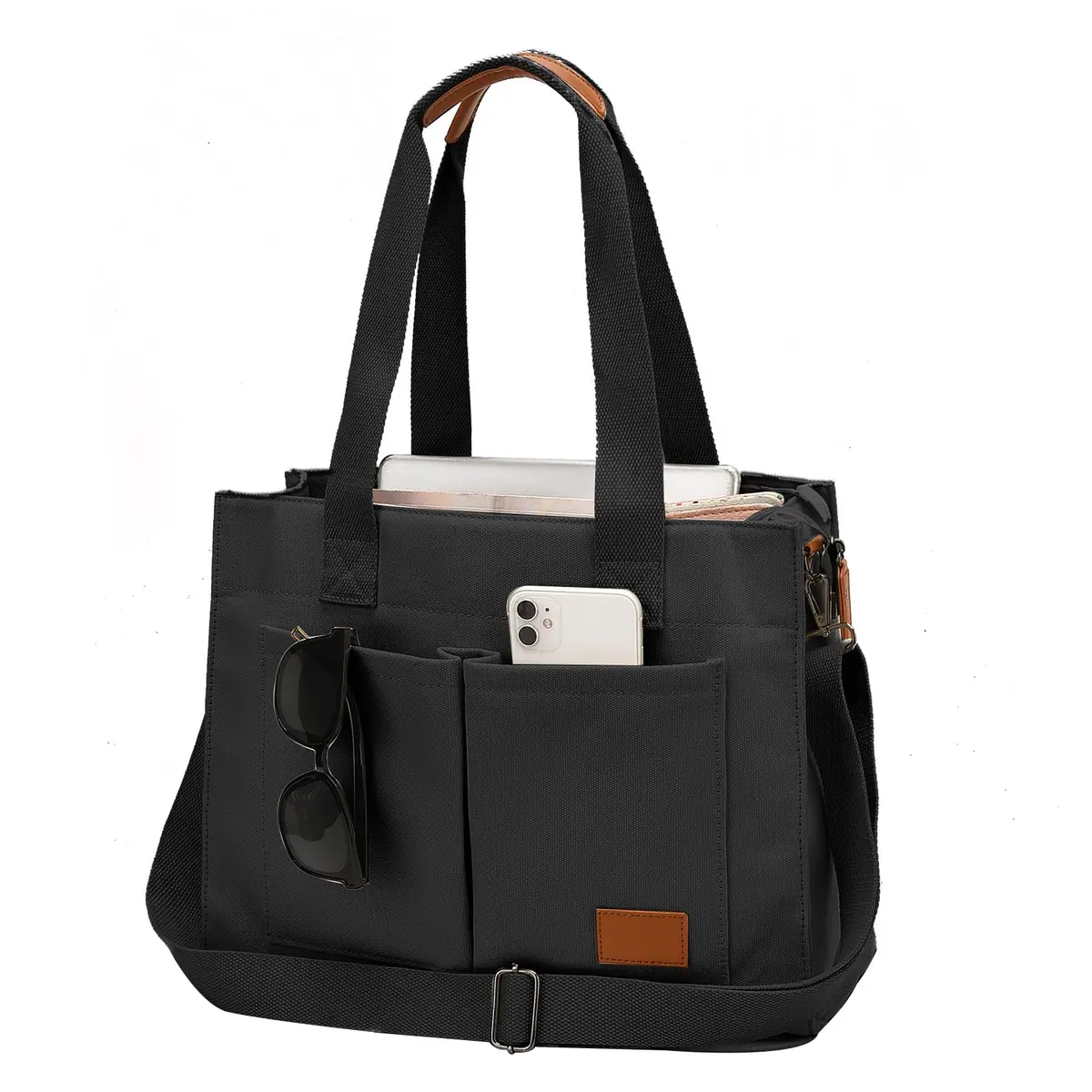 Barsine Canvas Laptop Tote Bag for Women, Fits 15.6" Laptop, 16L (15L) | Work Bag with Tablet Compartment & 2 Bottle Pockets - main product image