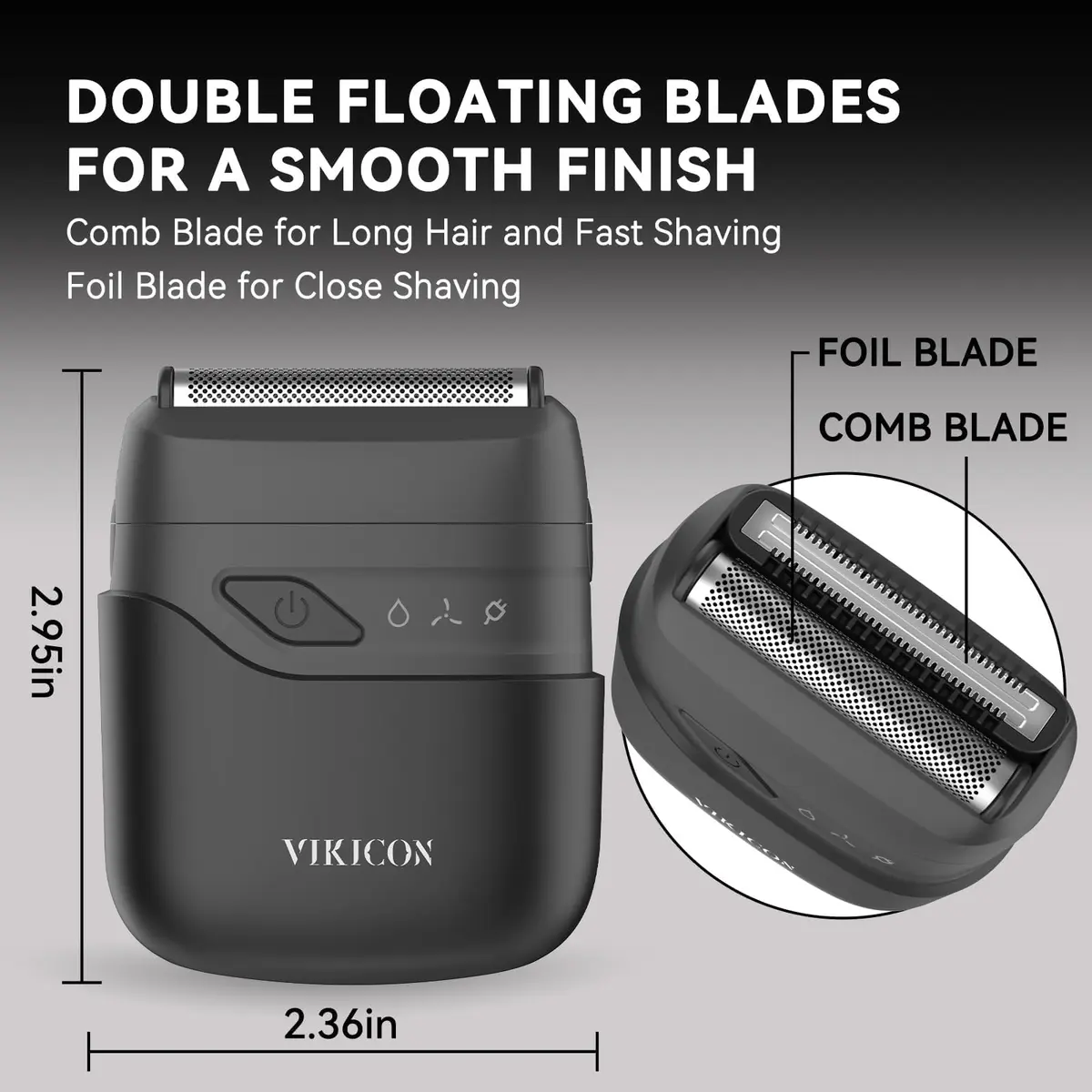 VIKICON Electric Foil Shaver for Men | Compact Portable Razor for Face - view 3