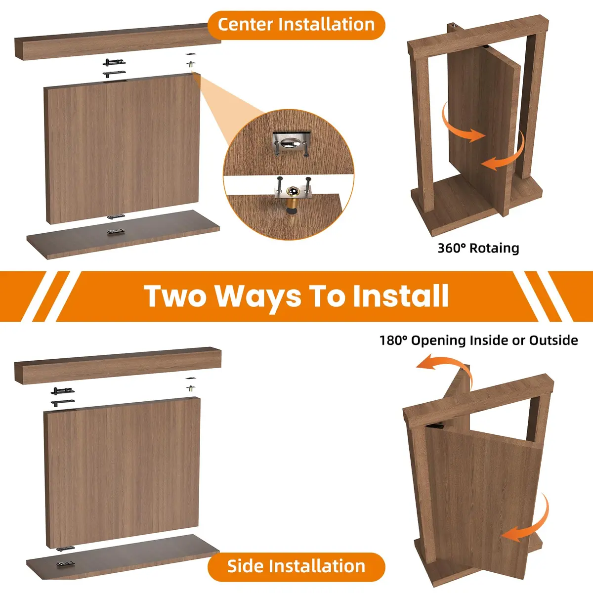 KIMSOFUNNY Hidden Door Hinge Pivot Hinge 570LBS Load-Bearing Black | 360° Invisible Door Hardware - view 5