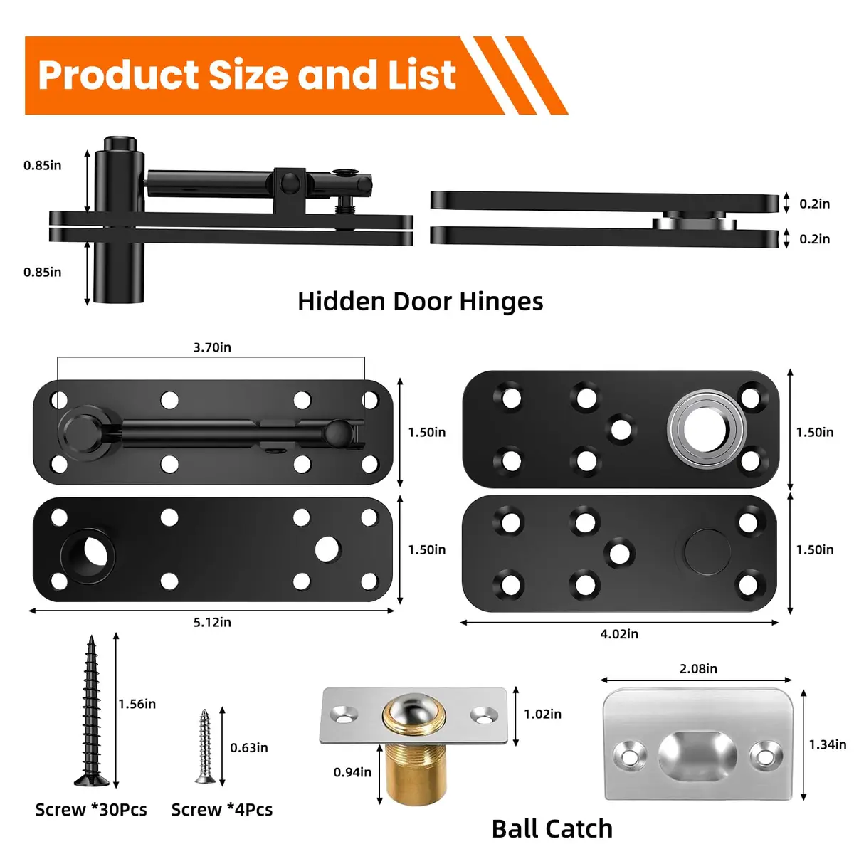 KIMSOFUNNY Hidden Door Hinge Pivot Hinge 570LBS Load-Bearing Black | 360° Invisible Door Hardware - view 3