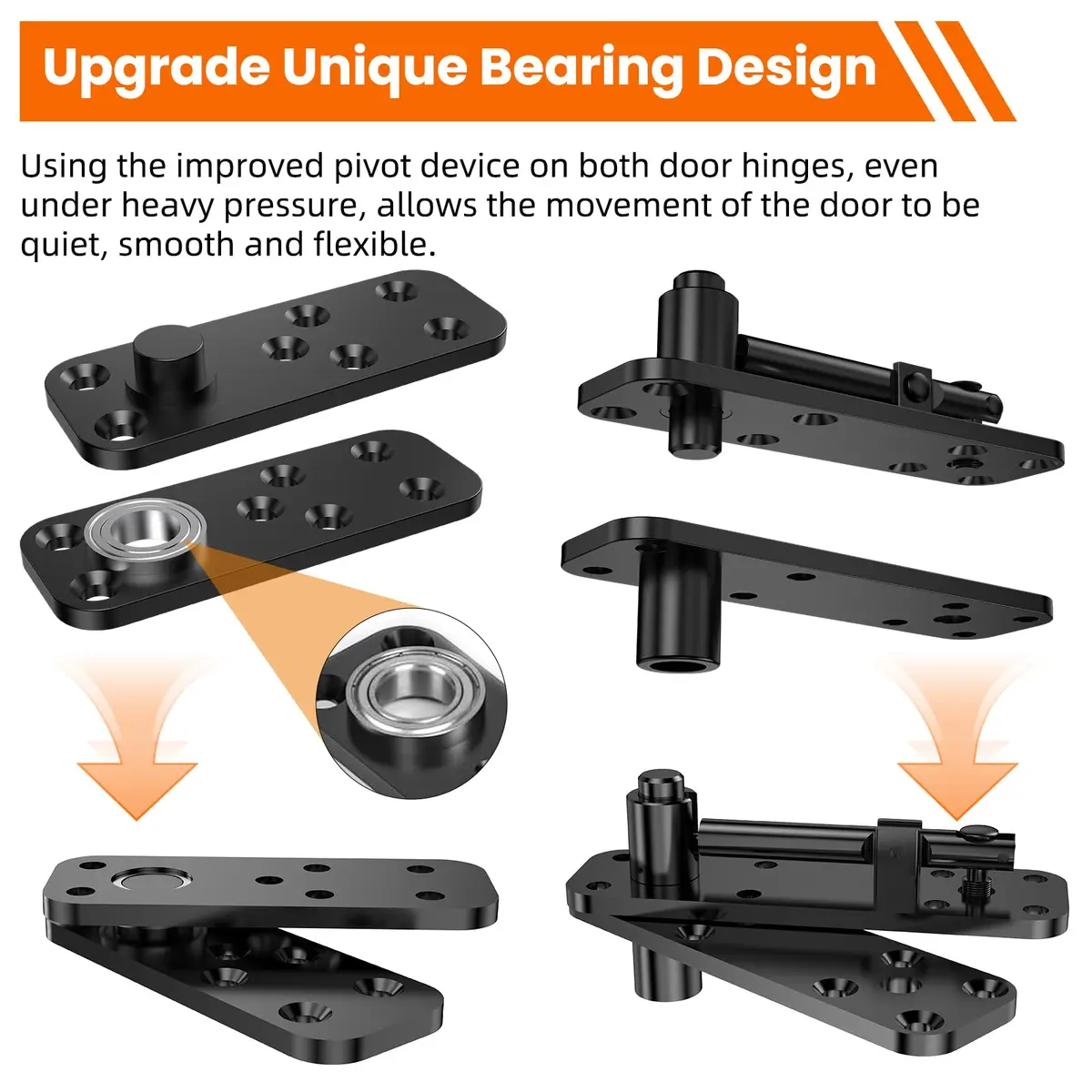 KIMSOFUNNY Hidden Door Hinge Pivot Hinge 570LBS Load-Bearing Black | 360° Invisible Door Hardware - view 4
