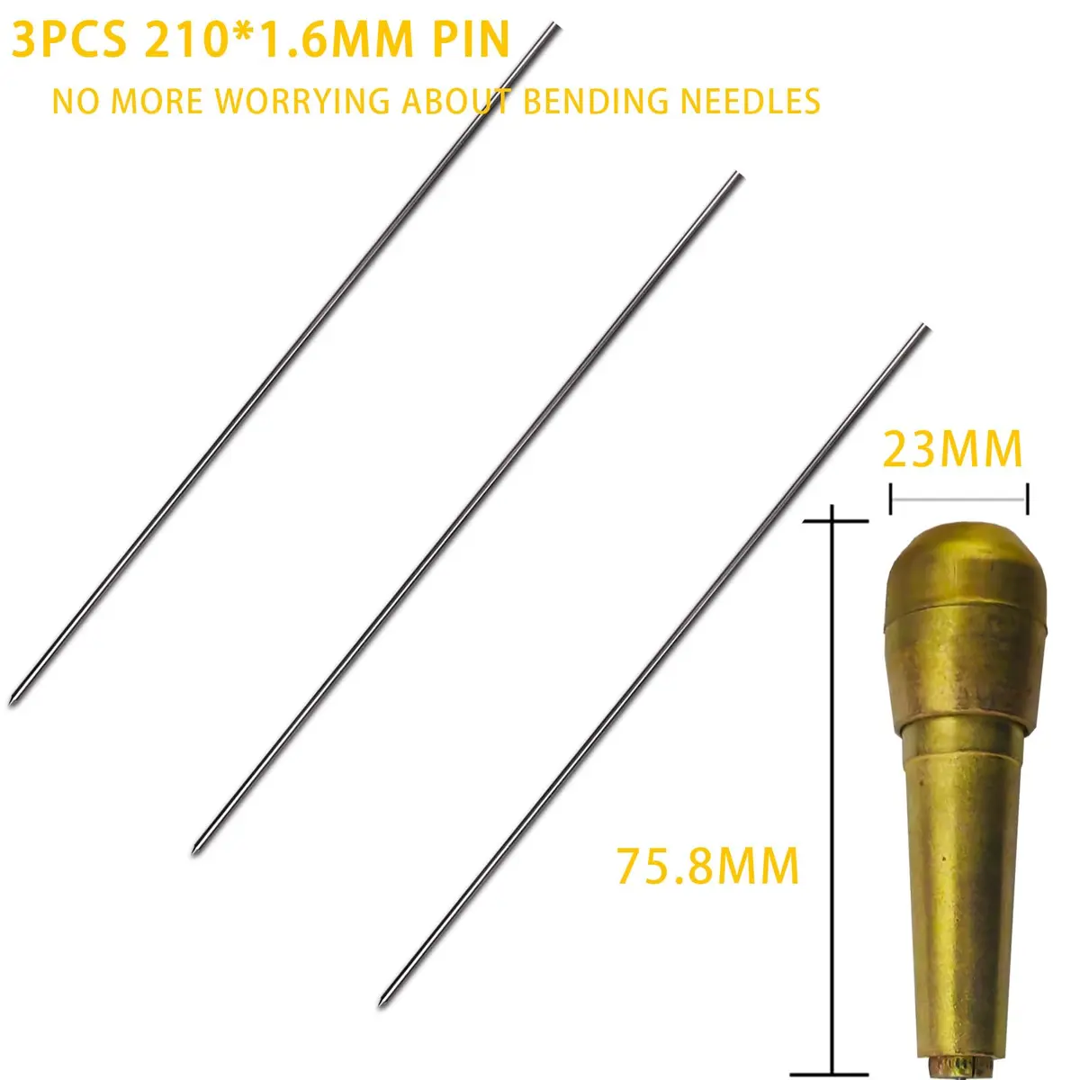 Asbrot Upgrade 3P - Poke Pin Pusher, 3D Printer Nozzle Cleaning Kit, Zinc Alloy Handle with 3 Pin, Dia 1.6mm by L 210mm - view 2