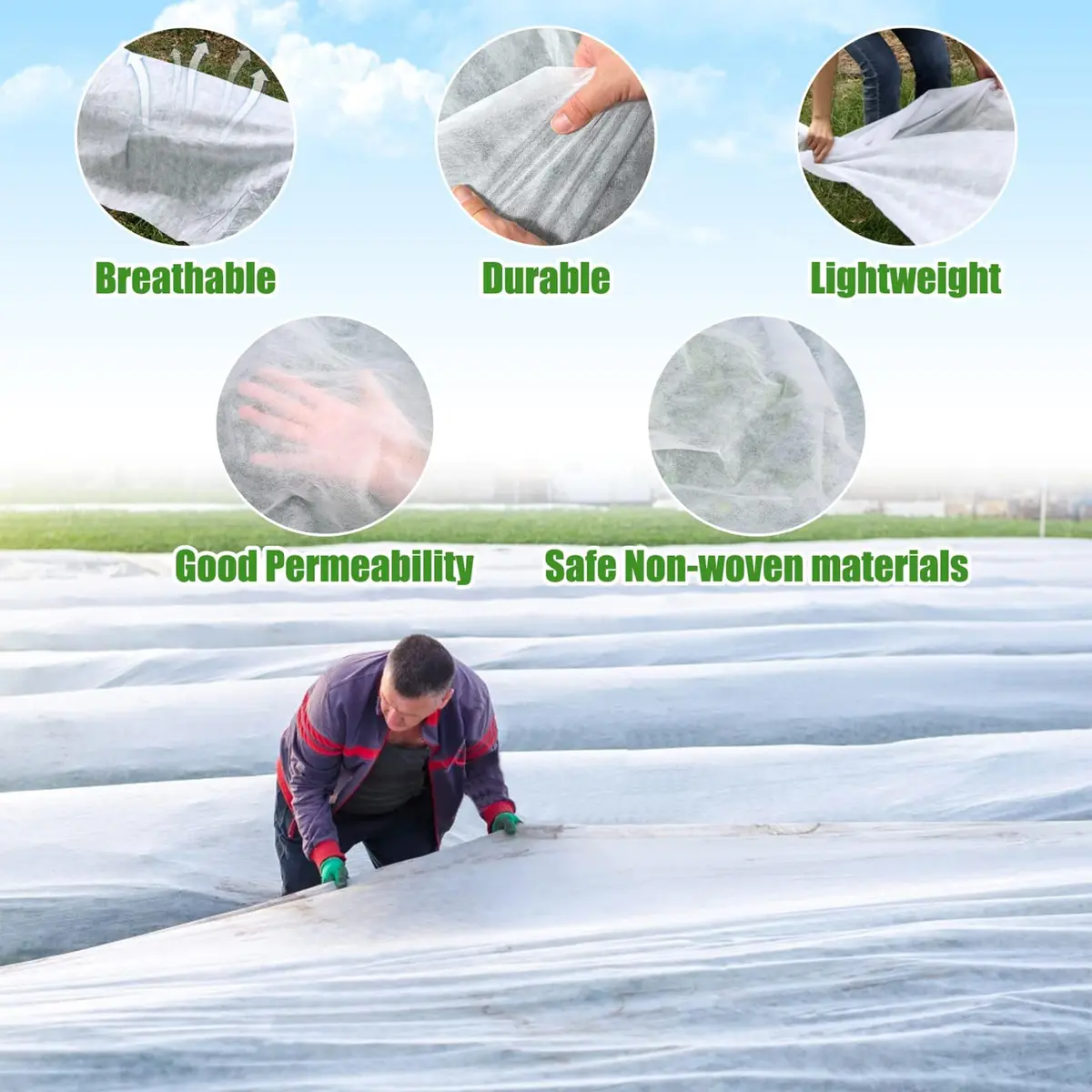 Kijamilee Plant Covers Freeze Protection 10FT x 100FT | Reusable Frost Cloth for Outdoor Plants - view 5