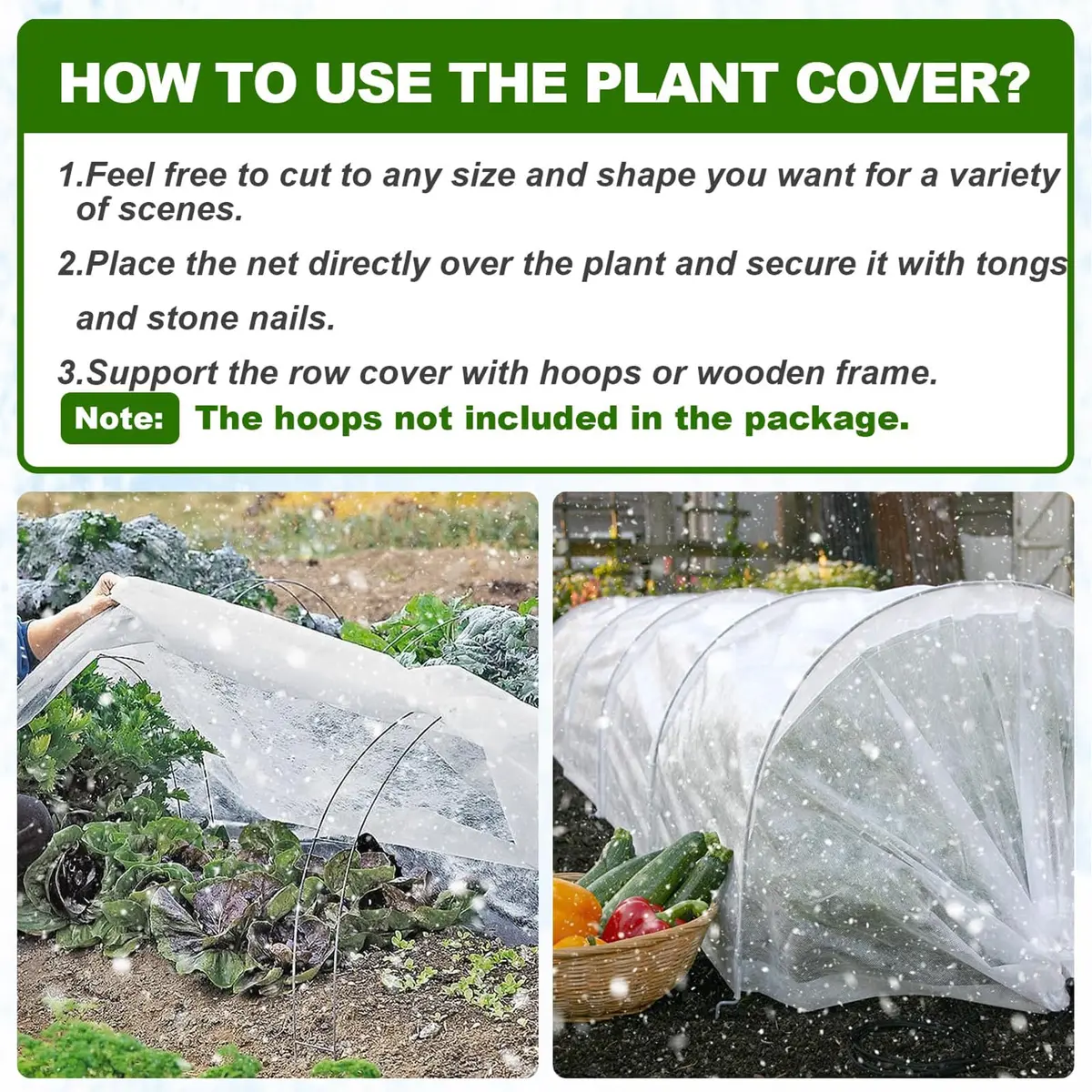 Kijamilee Plant Covers Freeze Protection 10FT x 100FT | Reusable Frost Cloth for Outdoor Plants - view 7