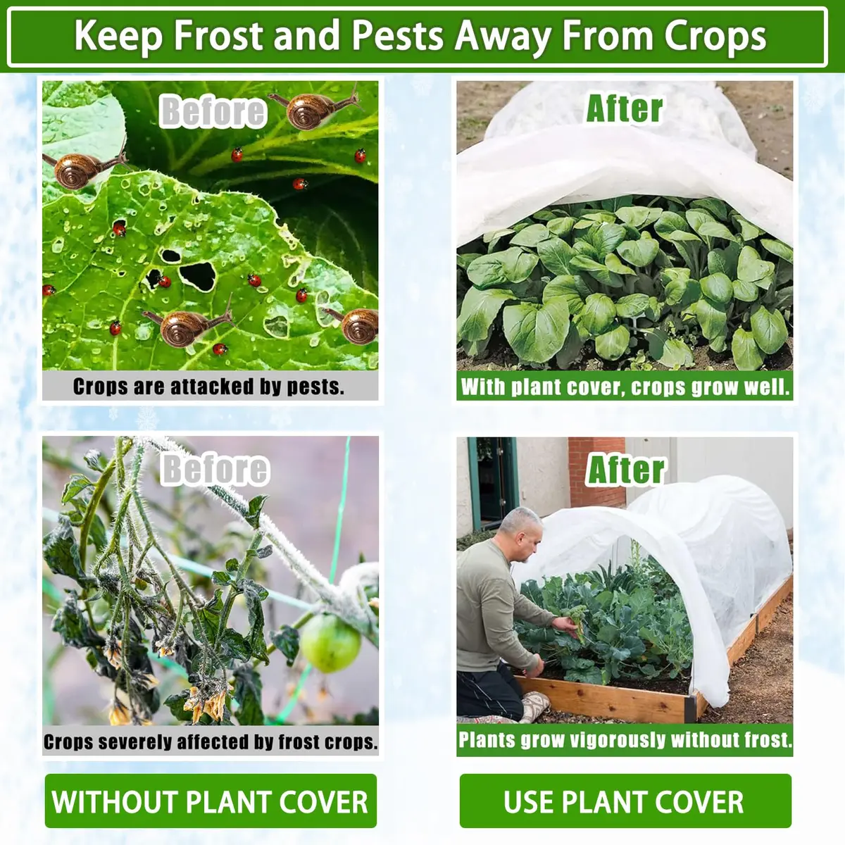 Kijamilee Plant Covers Freeze Protection 10FT x 100FT | Reusable Frost Cloth for Outdoor Plants - view 4