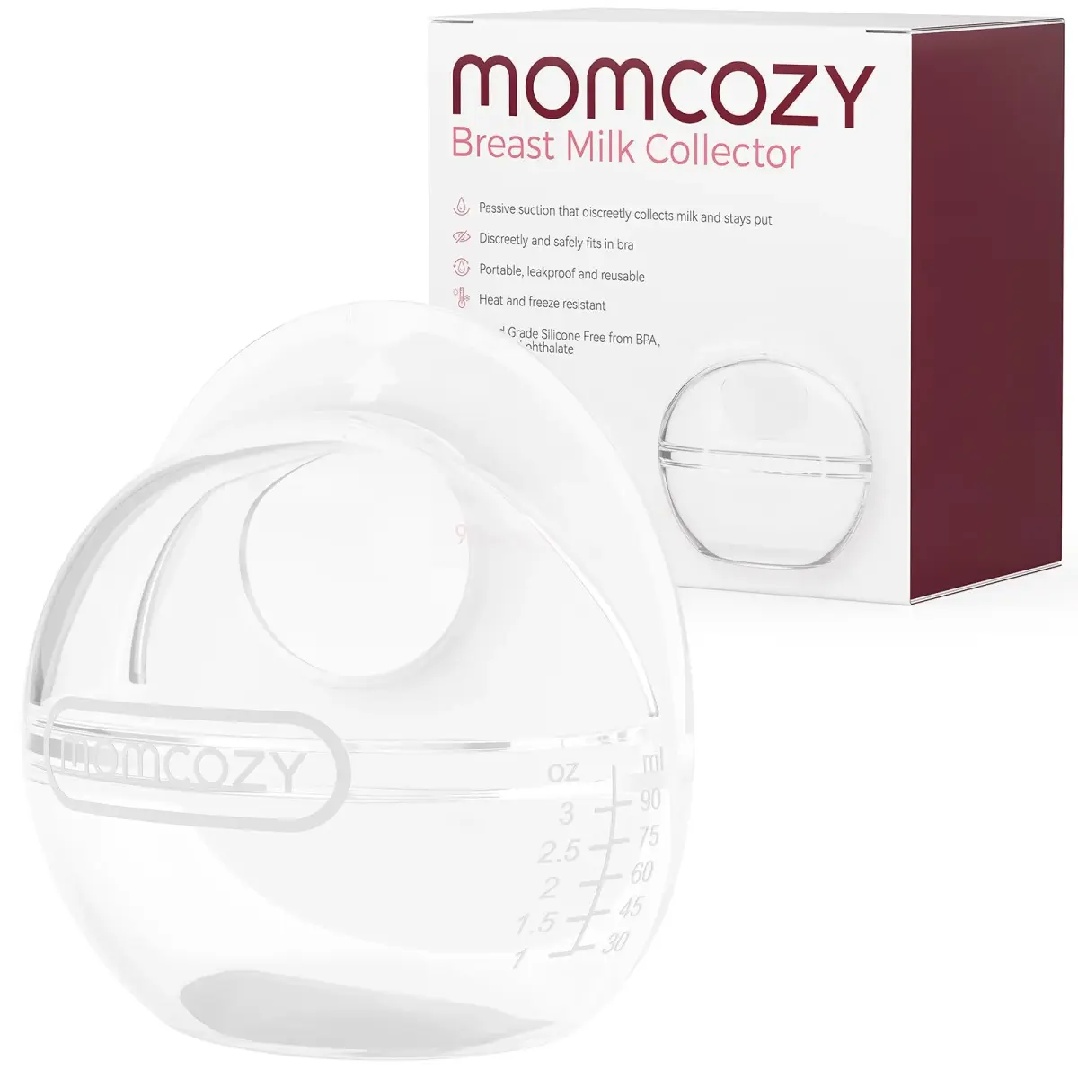 Momcozy Breast Milk Collector 90ml (3oz) | Passive Collection for High Milk Supply - main product image