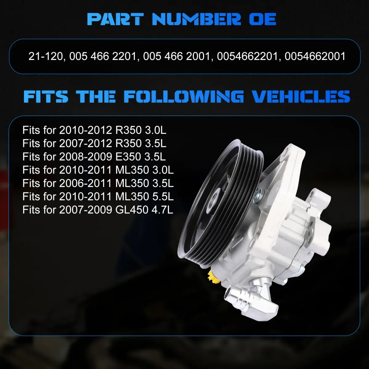 YOMALL Power Steering Pump with Pulley 21-120 | Replaces OE 0054662201 - view 4