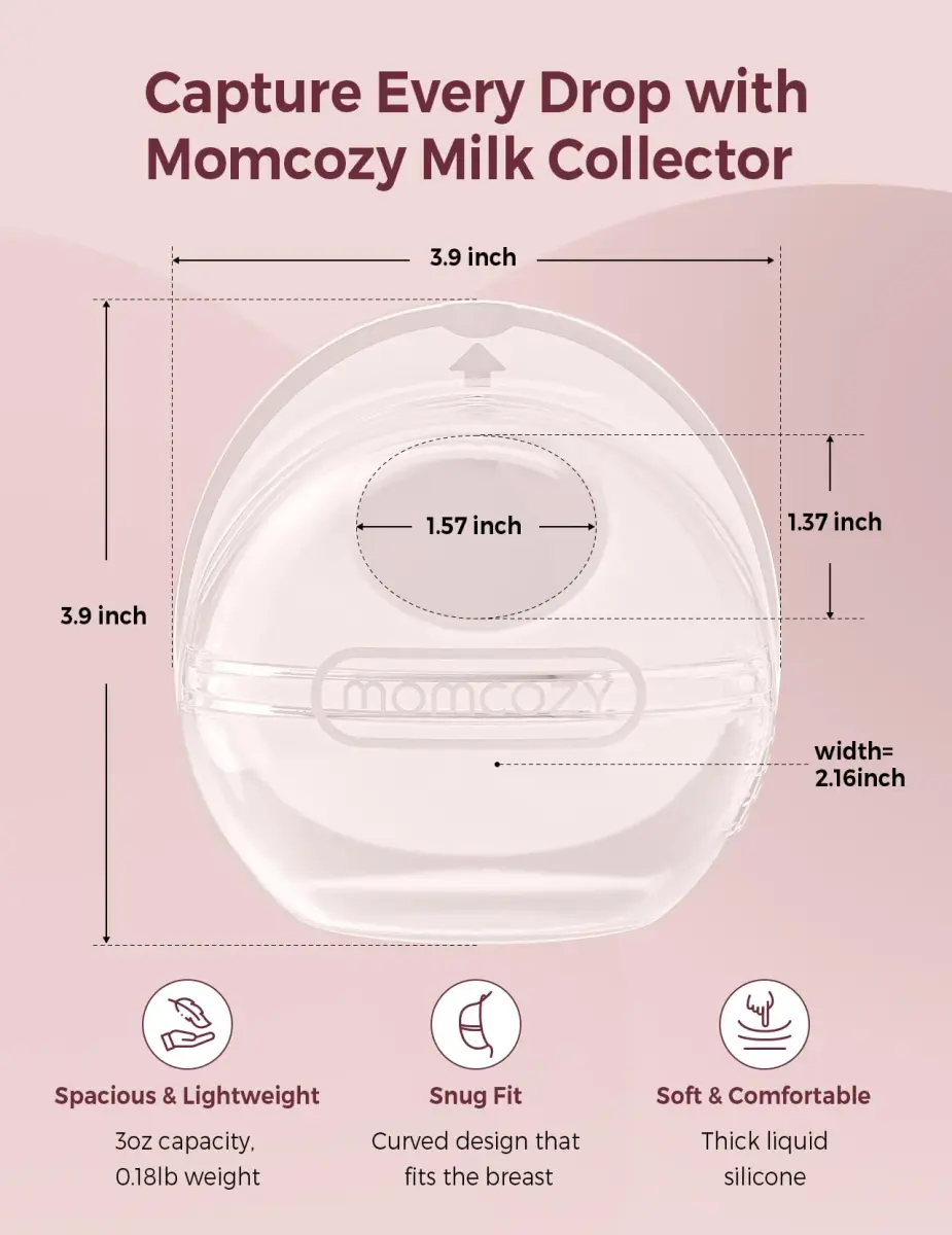 Momcozy Breast Milk Collector 3oz (90ml) 2-Pack | Passive Collection for High Milk Supply - view 3