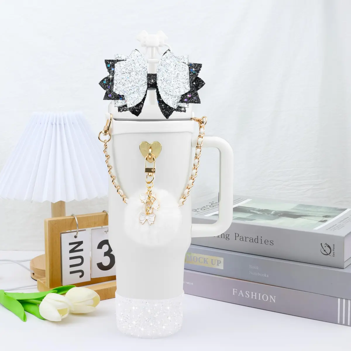 SEMATA Bling Bow Tumbler Accessories for Stanley Cup 30 40oz | Personalized, Fashionable & Durable (70-120 chars) - view 6