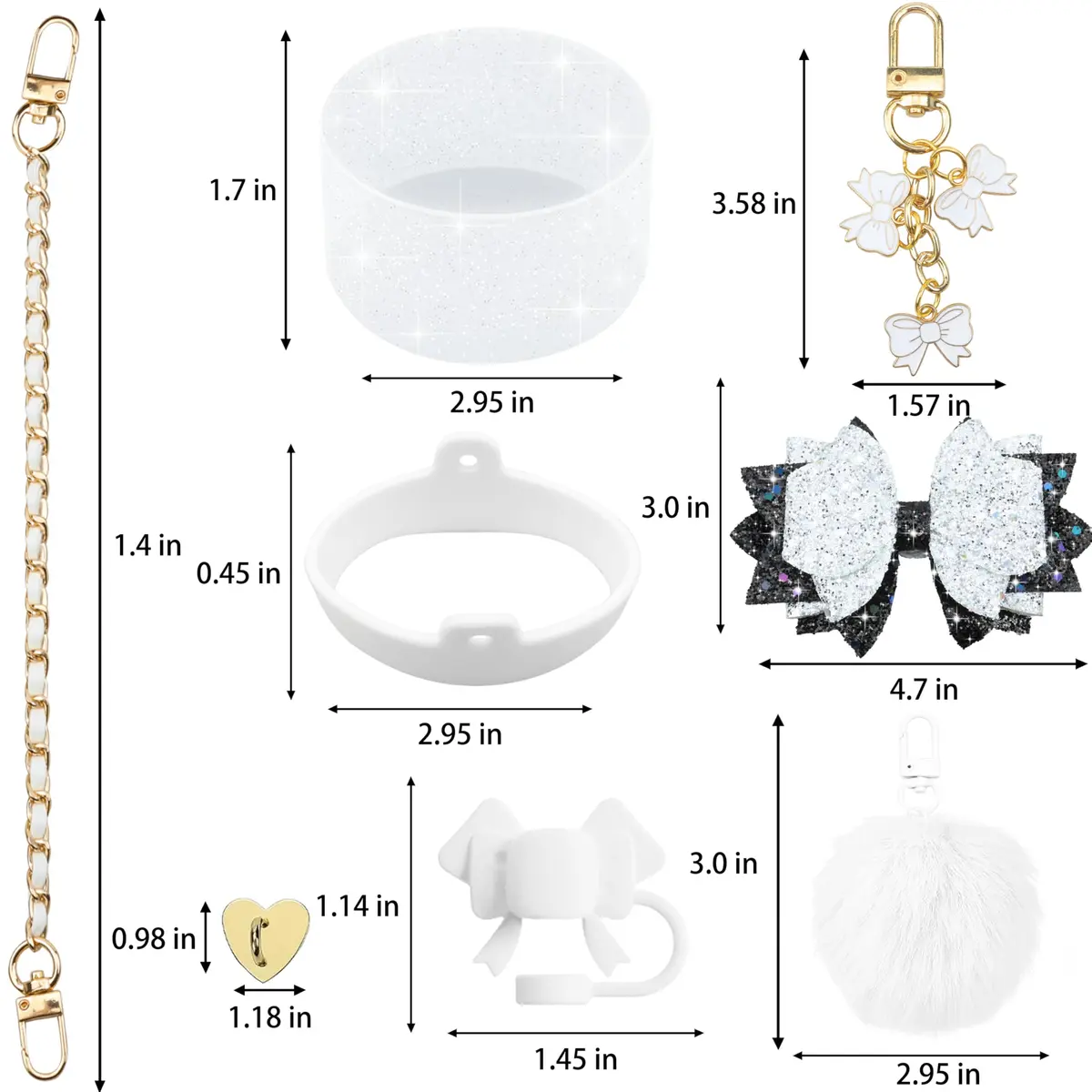 SEMATA Bling Bow Tumbler Accessories for Stanley Cup 30 40oz | Personalized, Fashionable & Durable (70-120 chars) - view 3