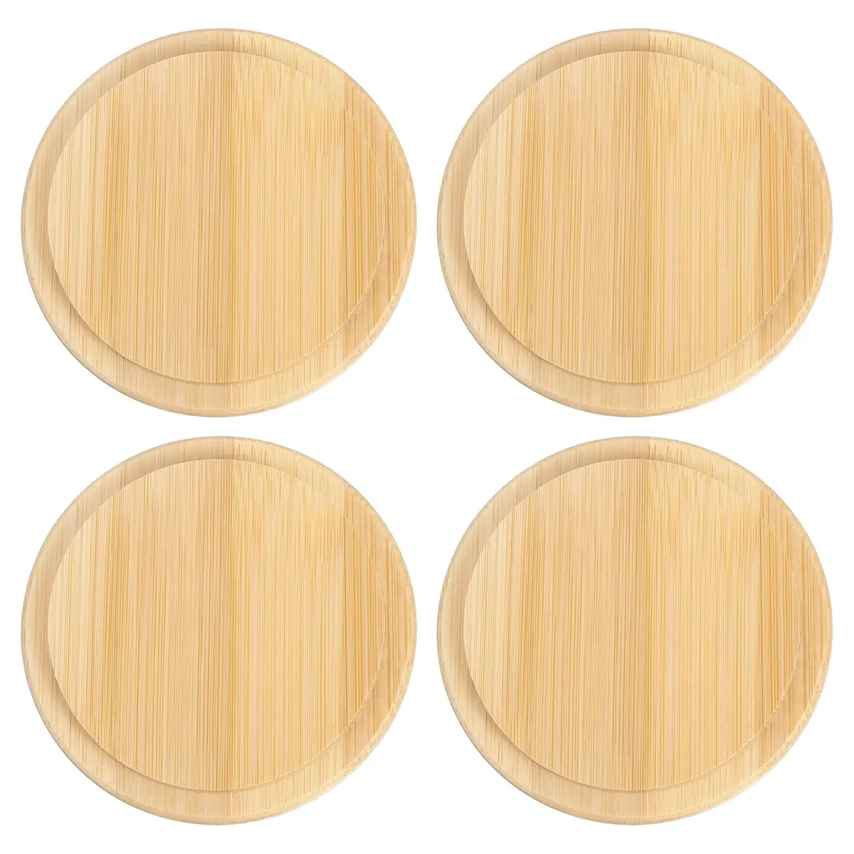 uxcell Bamboo Cup Lid 3.19 Inch | Rustic Wooden Coffee Mug Cover, 4 Pack - main product image