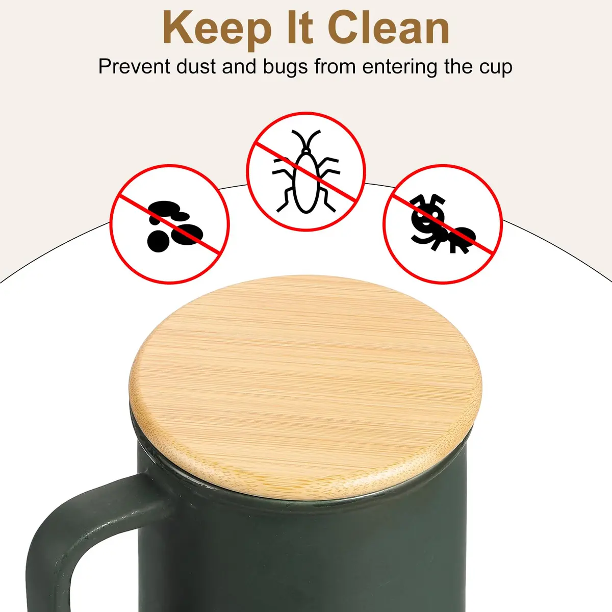 uxcell Bamboo Cup Lid 3.19 Inch | Rustic Wooden Coffee Mug Cover, 4 Pack - view 4