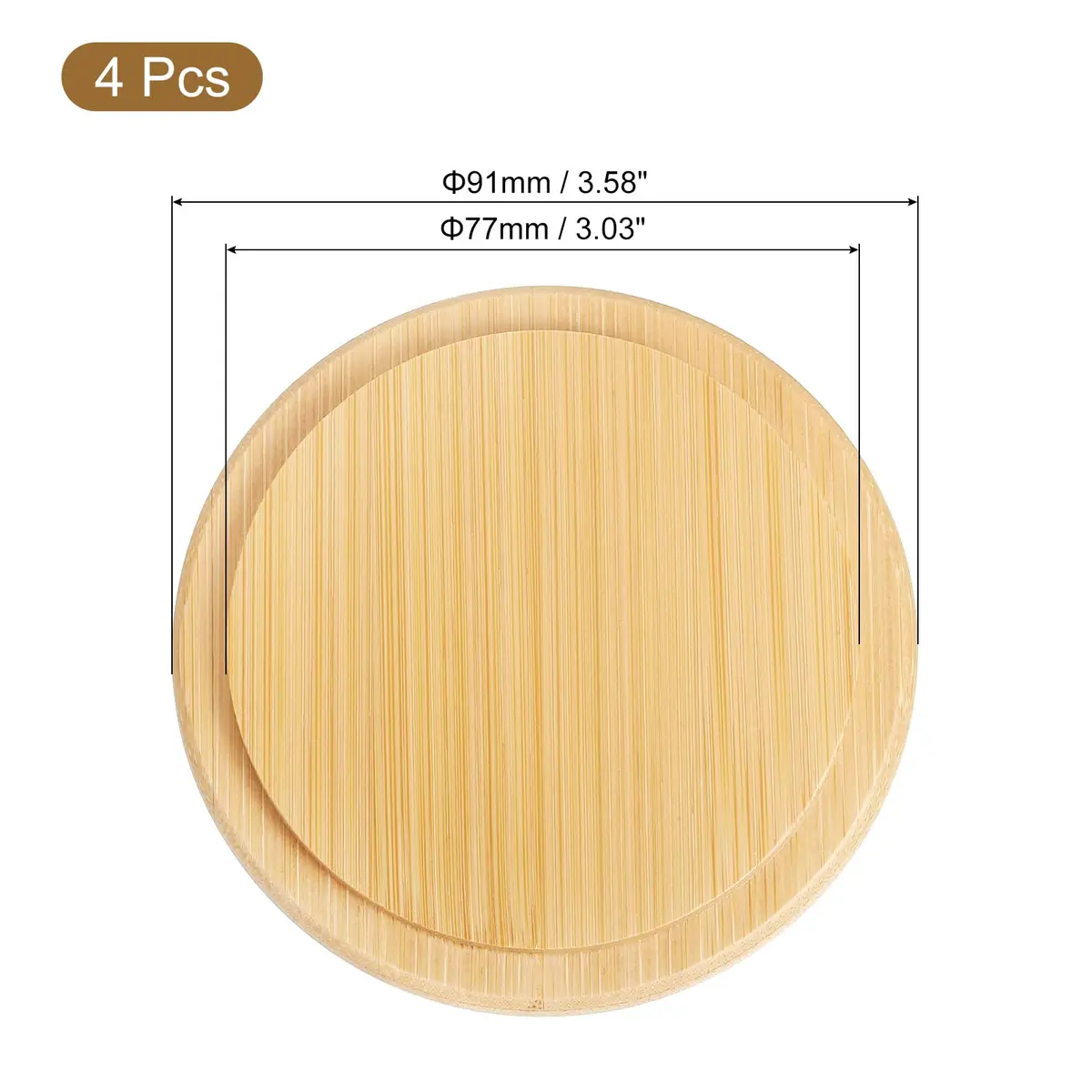 uxcell Bamboo Cup Lid 3.58 Inch | Reusable Wooden Cover for Hot & Cold Drinks - view 2