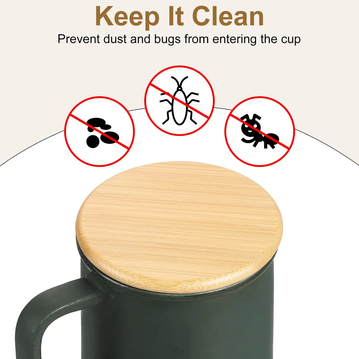 uxcell Bamboo Cup Lid 3.58 Inch | Reusable Wooden Cover for Hot & Cold Drinks - view 4