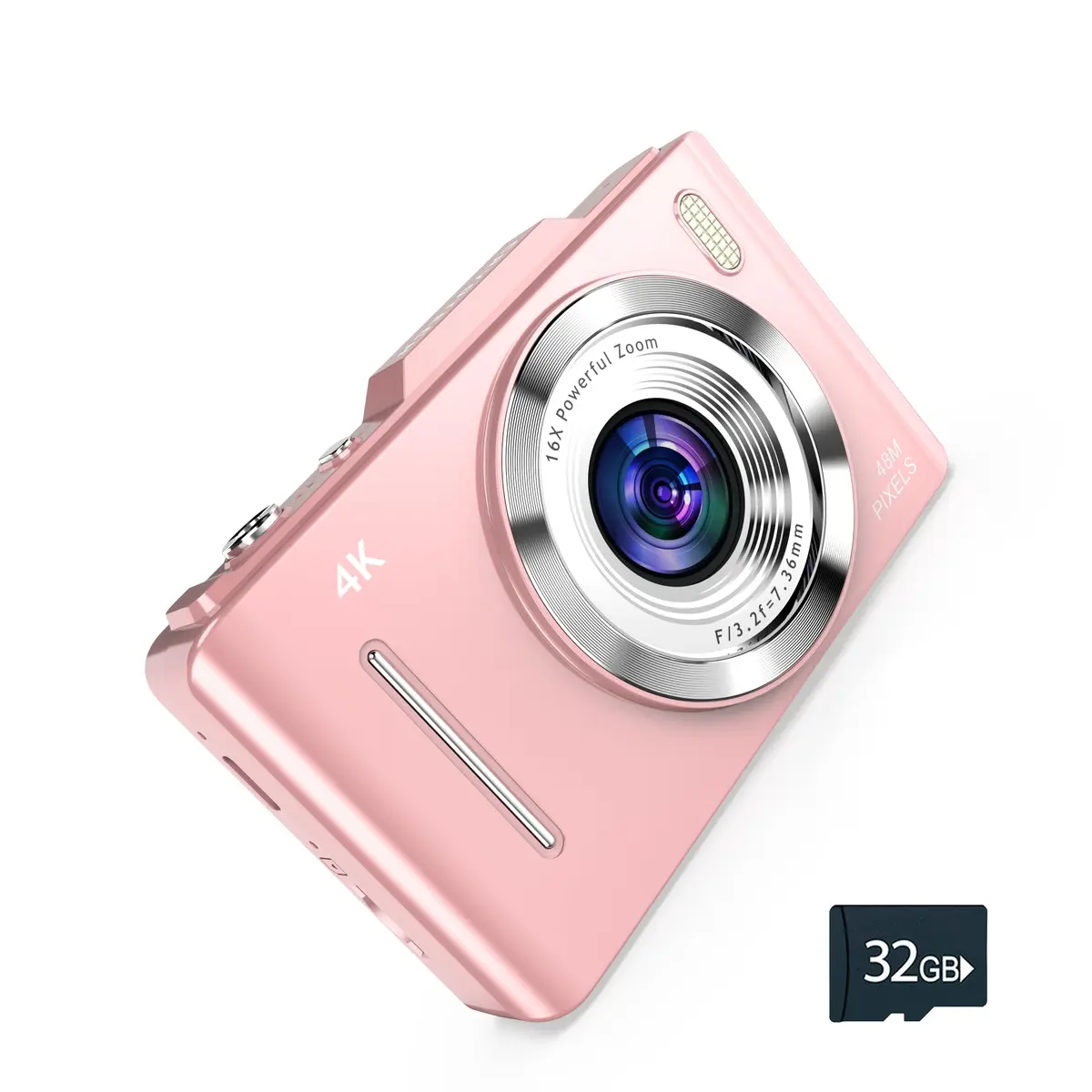 CRYOTECH 4K Digital Camera 48MP Photos 32GB SD Card & Lanyard Included Pink | 4K Video & 16x Zoom - main product image