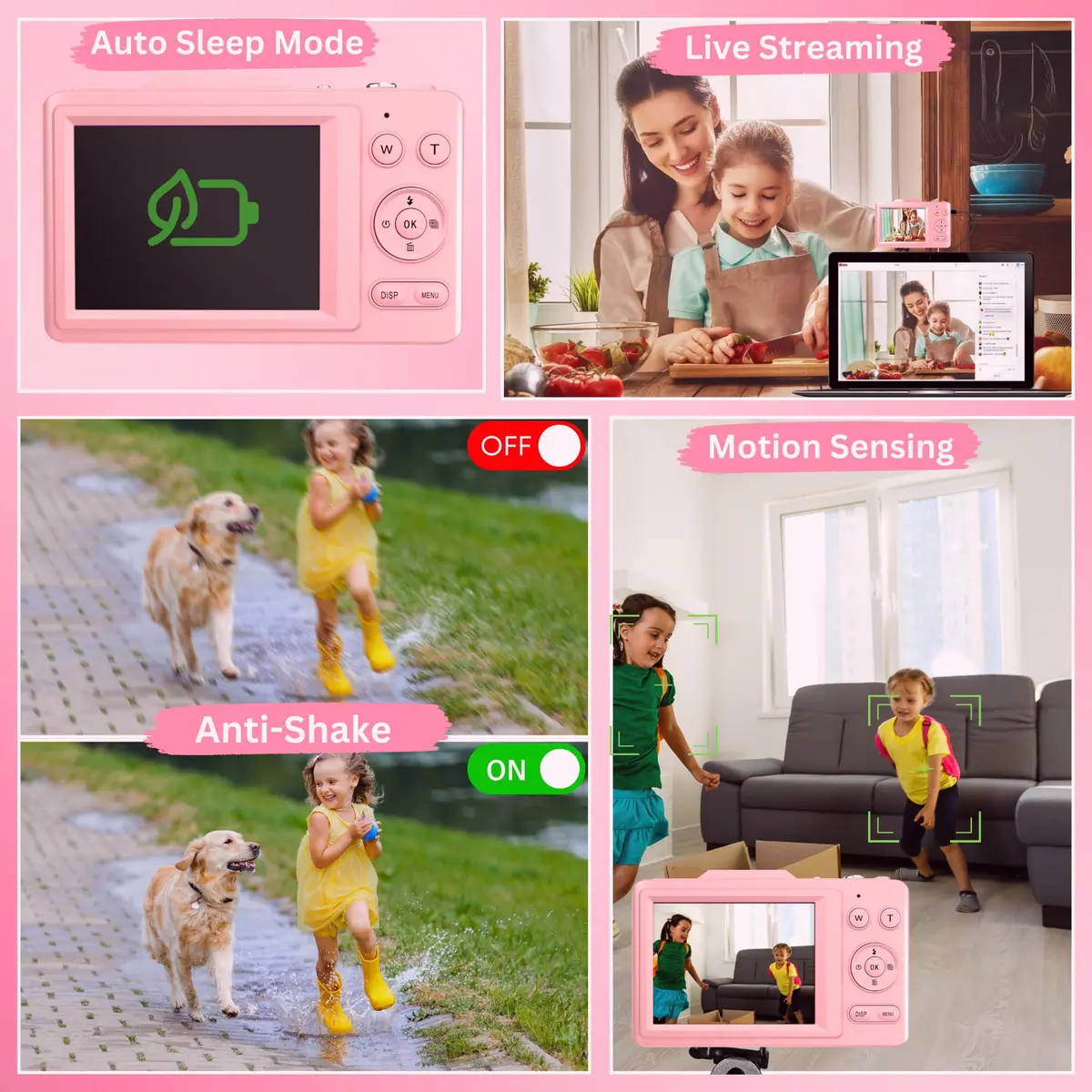 CRYOTECH 4K Digital Camera 48MP Photos 32GB SD Card & Lanyard Included Pink | 4K Video & 16x Zoom - view 3