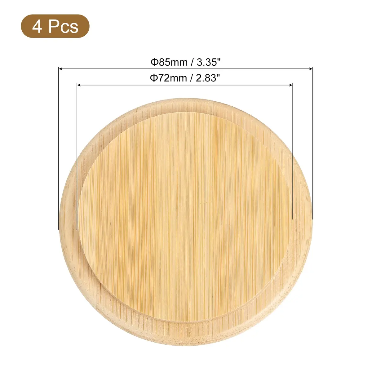 uxcell Bamboo Cup Lid 3.35 Inch | Reusable Wooden Cover for Hot & Cold Drinks - view 2