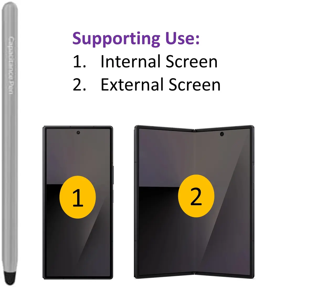 YJSK Stylus Pen Compatible with Galaxy Z Fold 7 | Double Screen Support, Gray - view 3