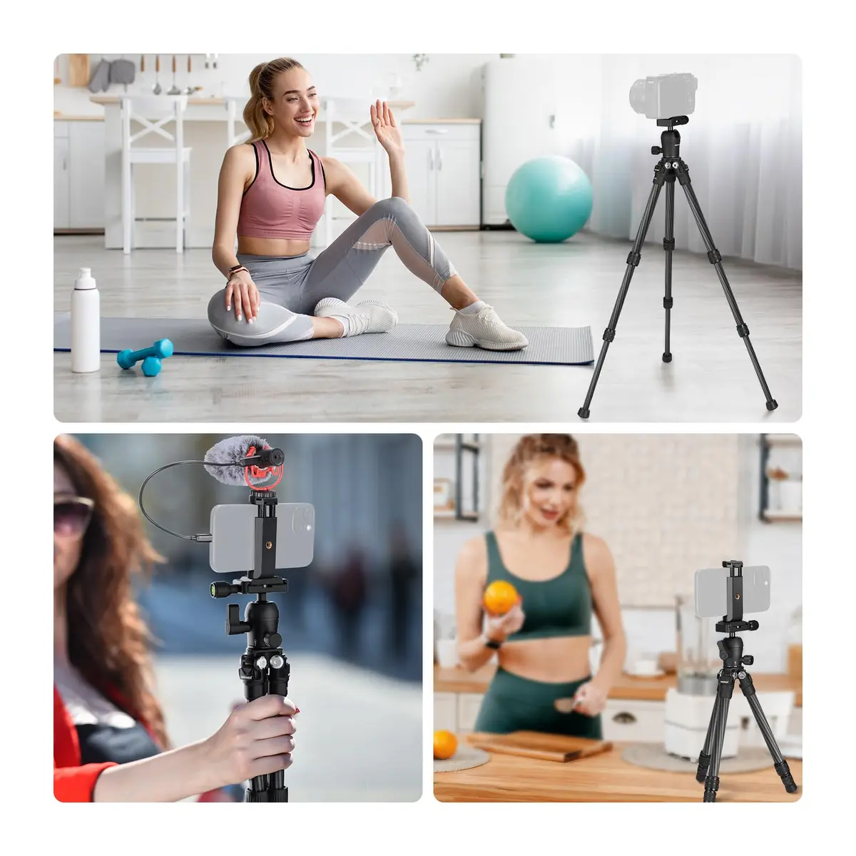 NEEWER TP09 Carbon Fiber Mini Tripod 20" | Lightweight Travel Desktop Stand with Ball Head & Phone Holder - view 9