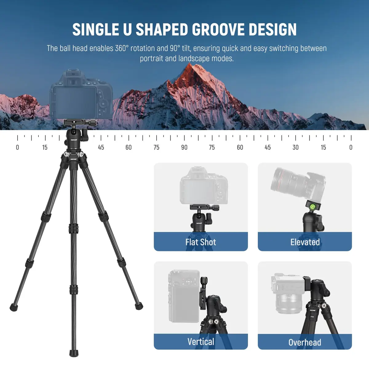 NEEWER TP09 Carbon Fiber Mini Tripod 20" | Lightweight Travel Desktop Stand with Ball Head & Phone Holder - view 3