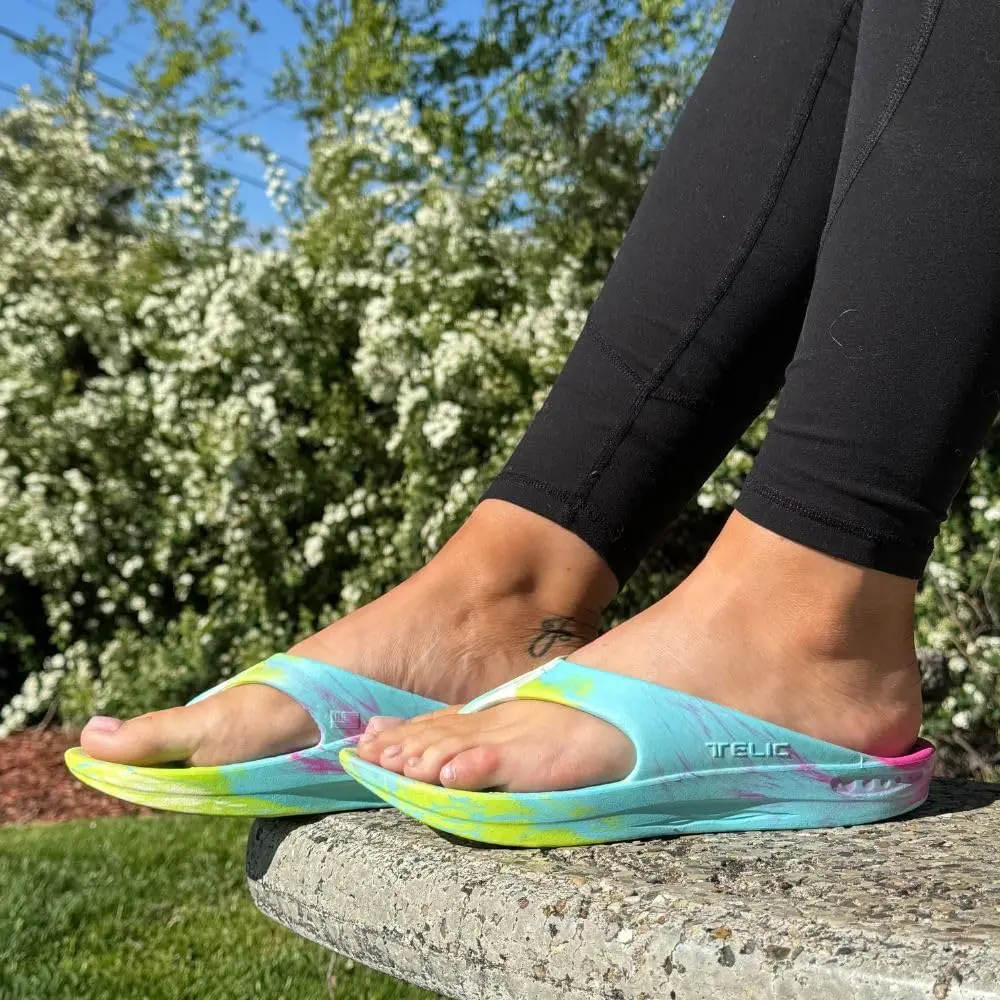 Telic Unisex Adult Energy Flip Flop Arch Support Cushioned Sandals, Kaleidoscope, 10 Women/9 Men | Impact-Absorbing Recovery Footwear - view 5