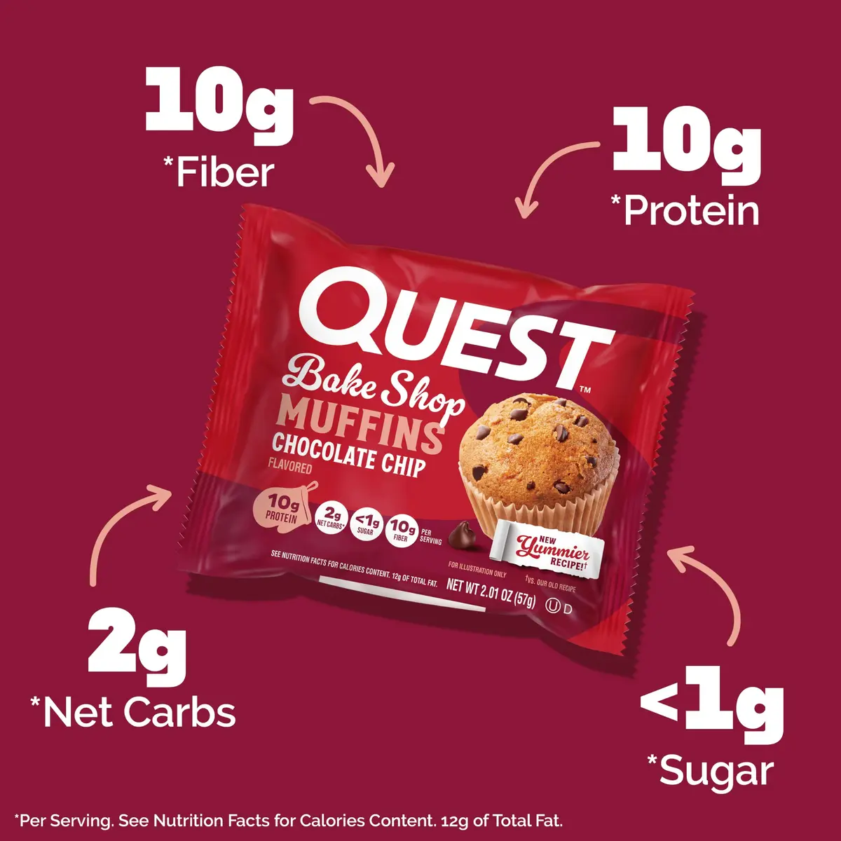 Quest Chocolate Chip Muffin 8 Count | 10g Protein, Low Carb & Sugar (en_US) - view 2