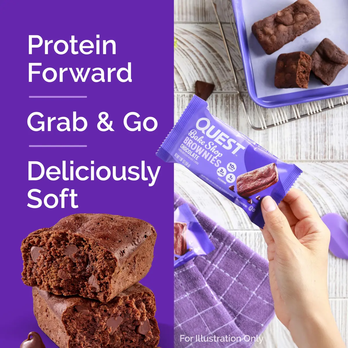Quest Chocolate Brownie Protein Snack 10 Count | 10g Protein, 2g Net Carbs - view 3