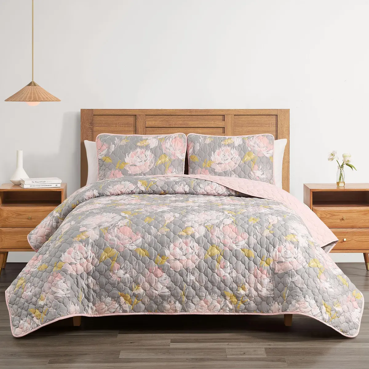 Highline Bedding Co. Bloom 2PC Quilt Set T/XL | Floral Watercolor Design, Machine Washable - main product image