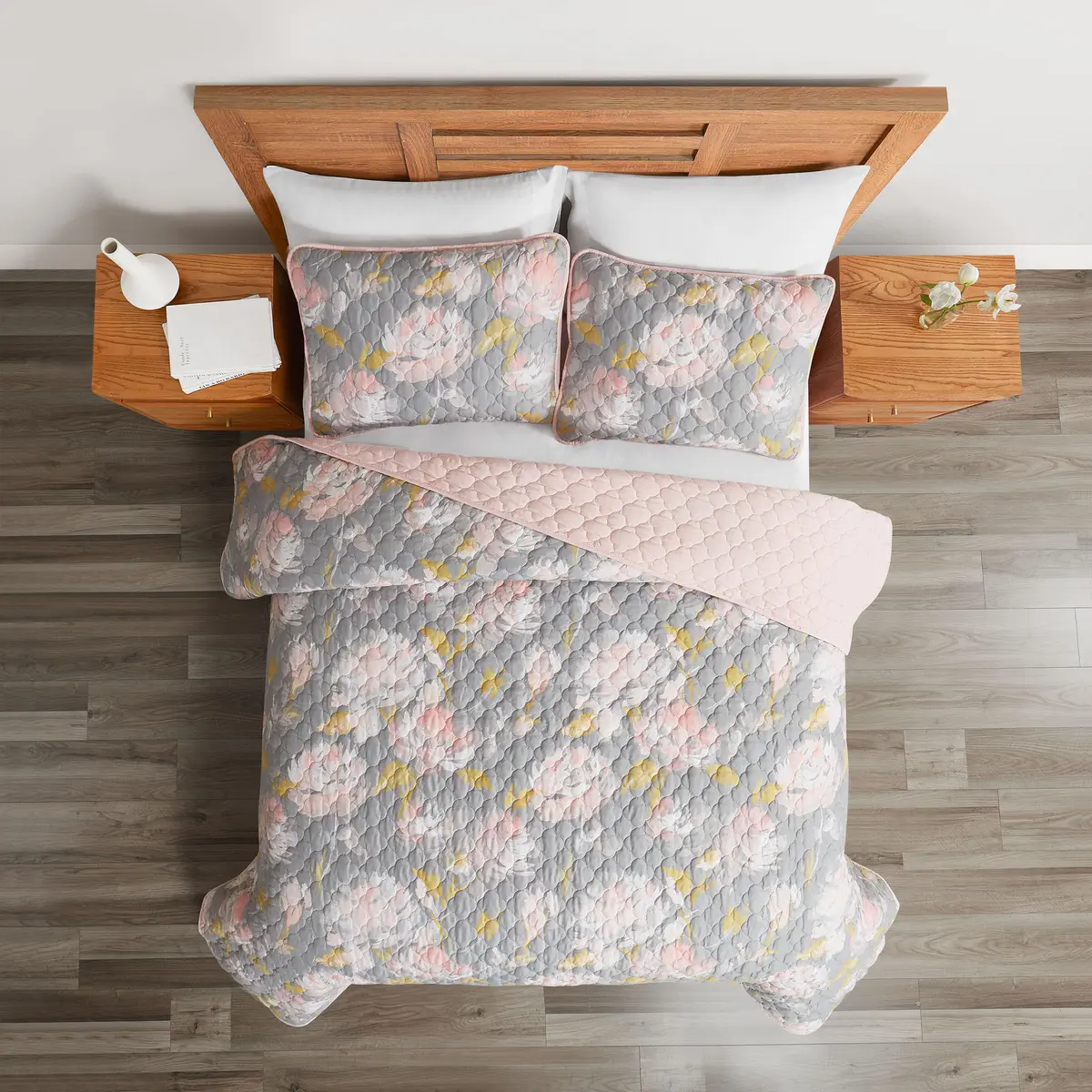 Highline Bedding Co. Bloom 2PC Quilt Set T/XL | Floral Watercolor Design, Machine Washable - view 3