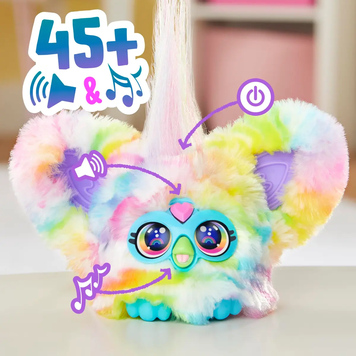 Furby Furblets Zee-Bah Mini Friend | Rainbow Zebra Plush Toy for Kids 6+ - view 3