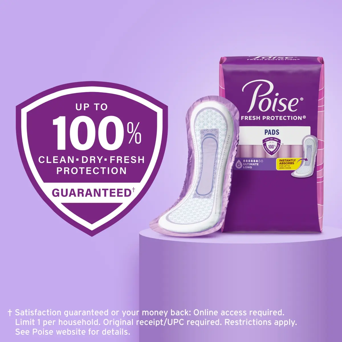 Poise Incontinence Pads for Women, Ultimate Absorbency, Long Length, 42 ct | 12 Hours Protection - view 7
