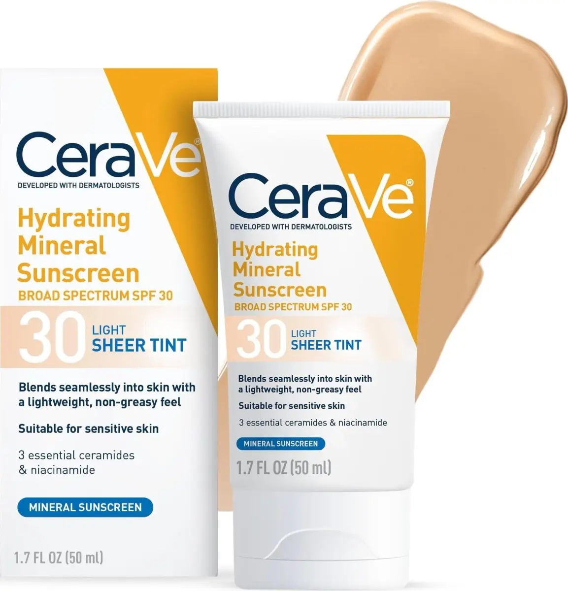 CeraVe Tinted Sunscreen SPF 30 Moisturizer 50ml (1.7 Fl Oz) | Mineral Sunscreen for Face with Hyaluronic Acid - main product image