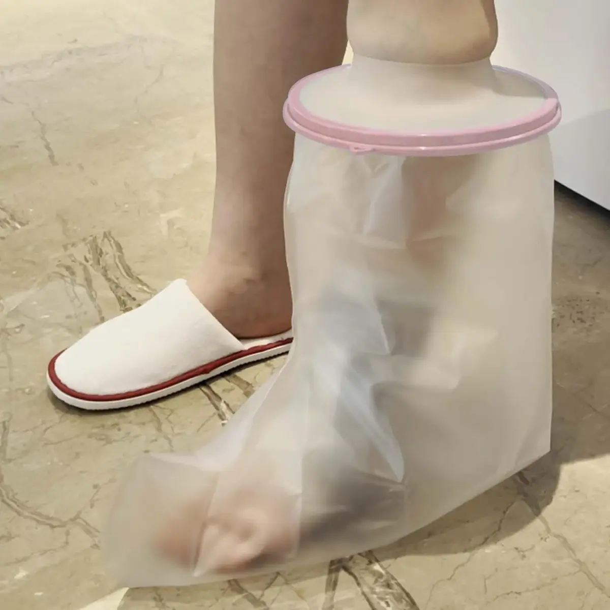 CIVJET Waterproof Cast Cover for Shower Leg, Short Leg, Pink | Medical Grade Protection for Foot and Ankle - main product image