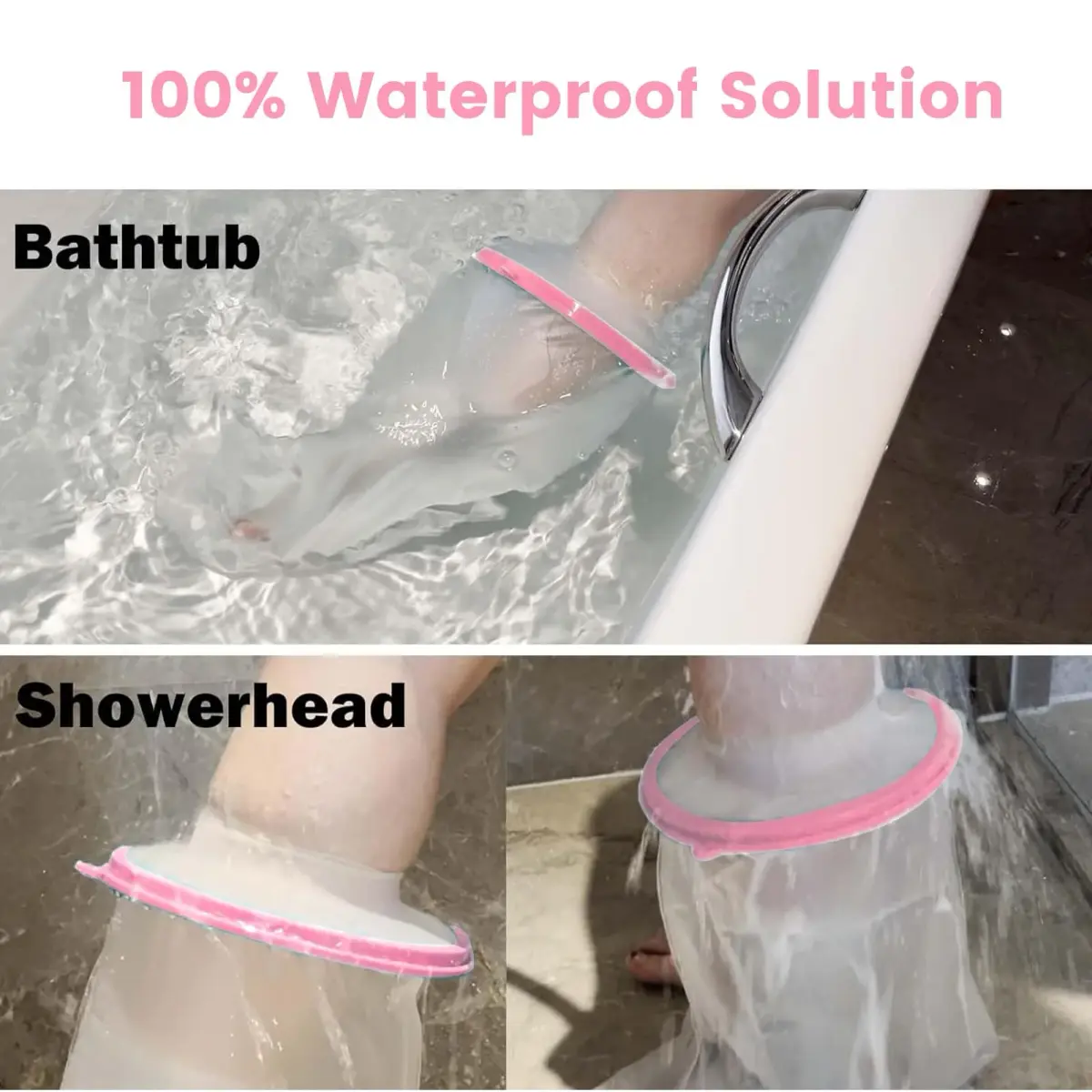 CIVJET Waterproof Cast Cover for Shower Leg, Short Leg, Pink | Medical Grade Protection for Foot and Ankle - view 6