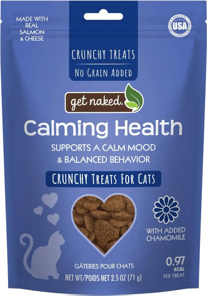 Get Naked Cat Calming Treats Salmon & Cheese Flavor, Crunchy, Calming Health, 6 oz (170 g) Bag | Functional Ingredients for Cat Anxiety Relief - main product image
