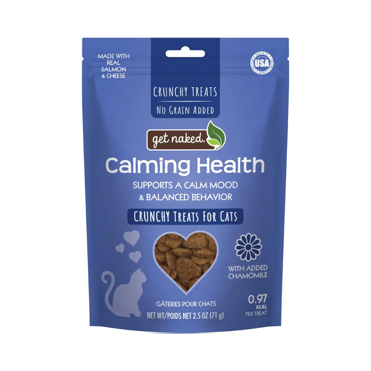 Get Naked Grain-Free Cat Calming Treats Salmon & Cheese Flavor 70.8g (2.5 oz) | Natural Anxiety Relief for Cats - main product image