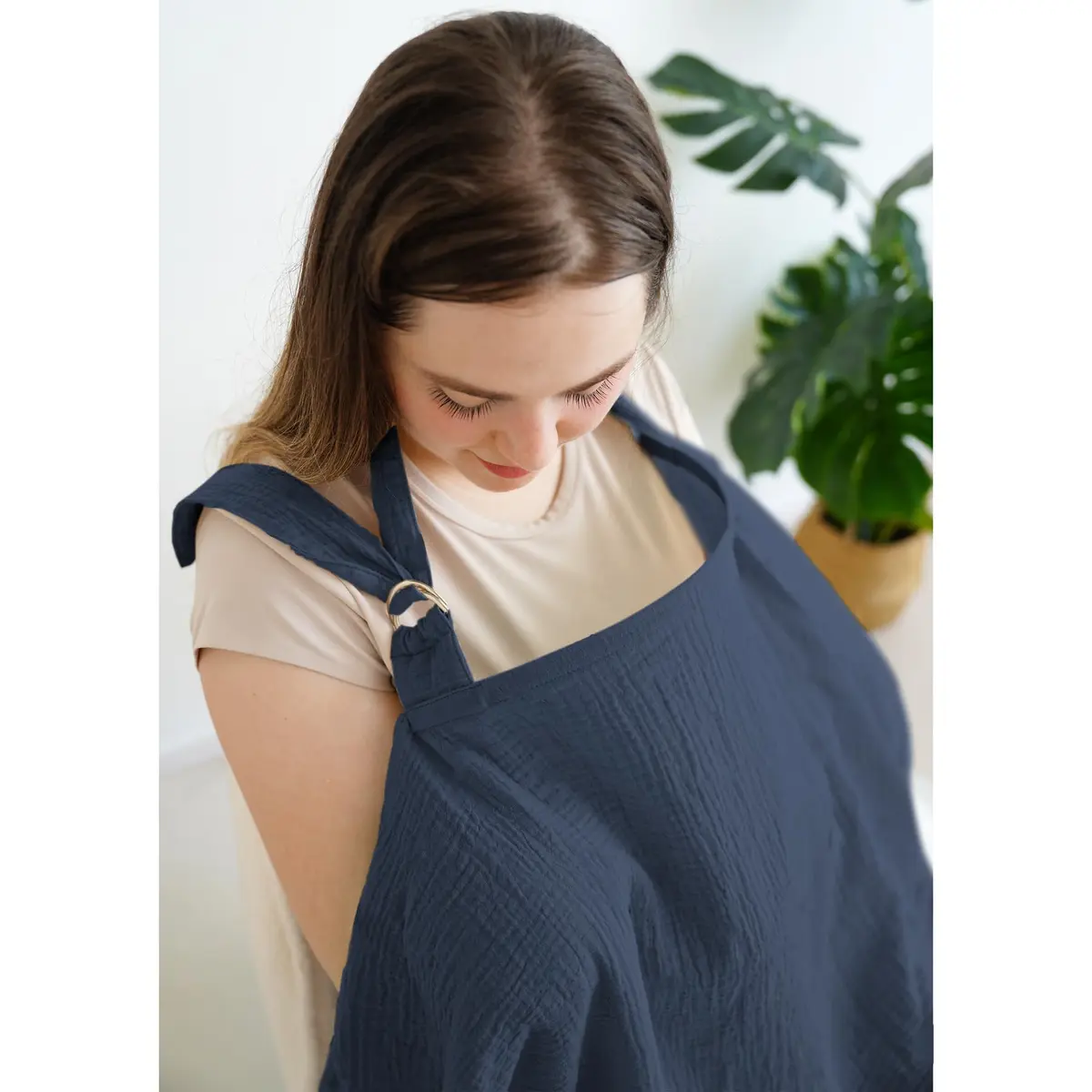 MairMore 100% Muslin Cotton Nursing Cover Sapphire | 112cm x 71cm (44"x28") - view 2