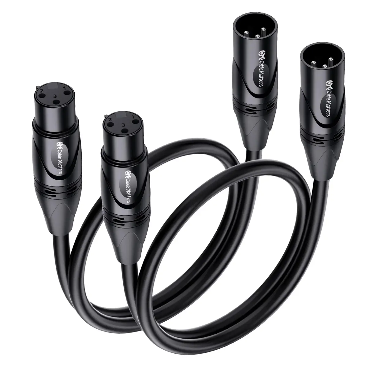 Cable Matters 2-Pack Premium XLR to XLR Microphone Cable 0.3m (1ft) | Balanced M-F Audio Cord - main product image