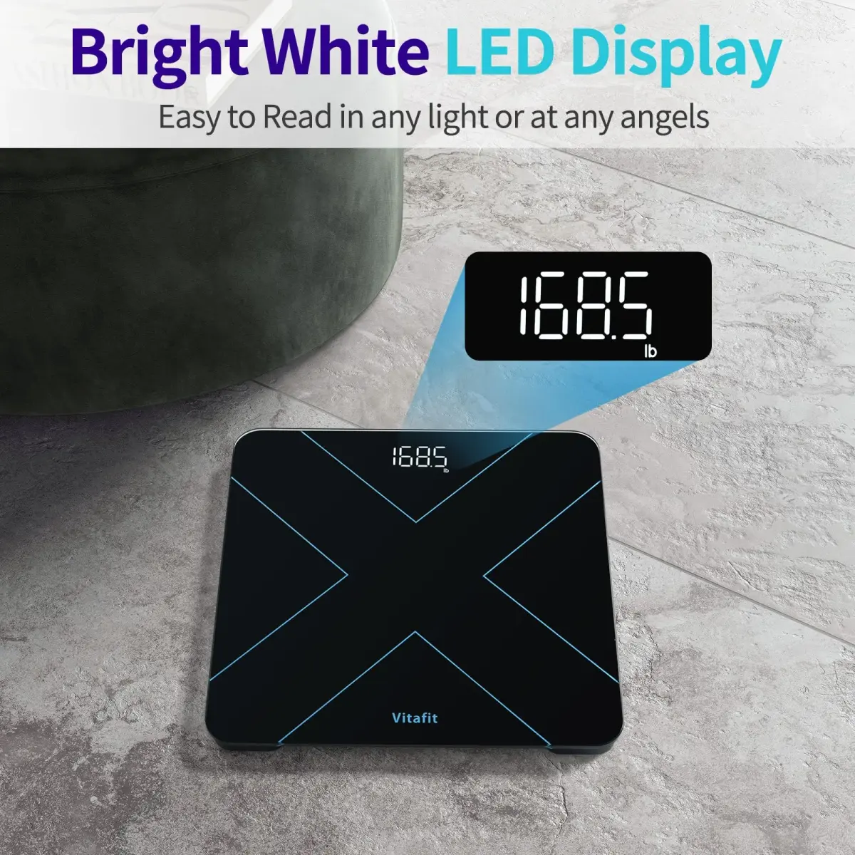 Vitafit Digital Body Weight Scale 182kg (400lb) | FDA Approved, Medical Grade Accuracy - view 6