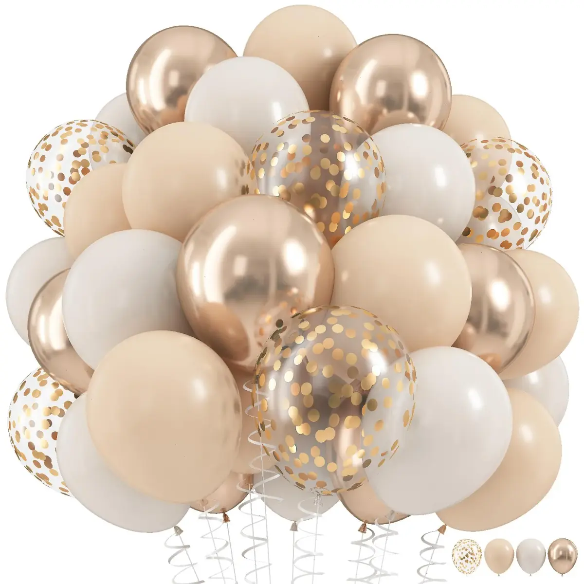 HILAVO Beige Champagne Gold Balloon Set 60Pcs 12 Inch | Assorted Colors Balloon for Party Planners - main product image
