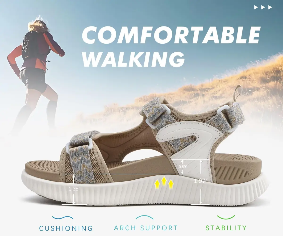 KuaiLu Womens Orthopedic Walking Sandals Comfortable Arch Support Outdoor | Sport Recovery - view 7