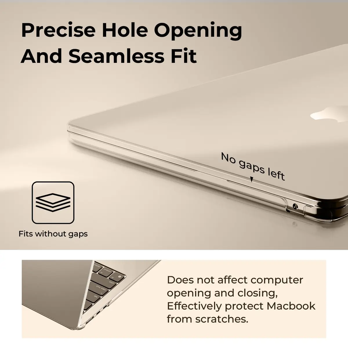 EooCoo Hard Shell Case Compatible with MacBook Air 15 inch 2024 2023 Liquid Retina, Plastic Cover + Keyboard & Screen Protector, Crystal Starlight - view 3