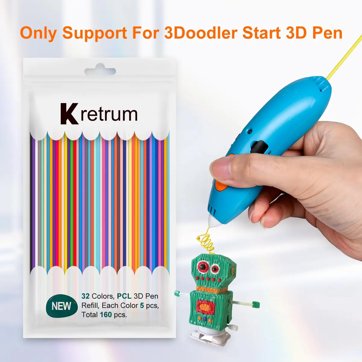 Kretrum 32 Colors 3D Doodler Pen Refills for Start+ | Low-Heat, BPA-Free, Safe 15.2cm - view 2