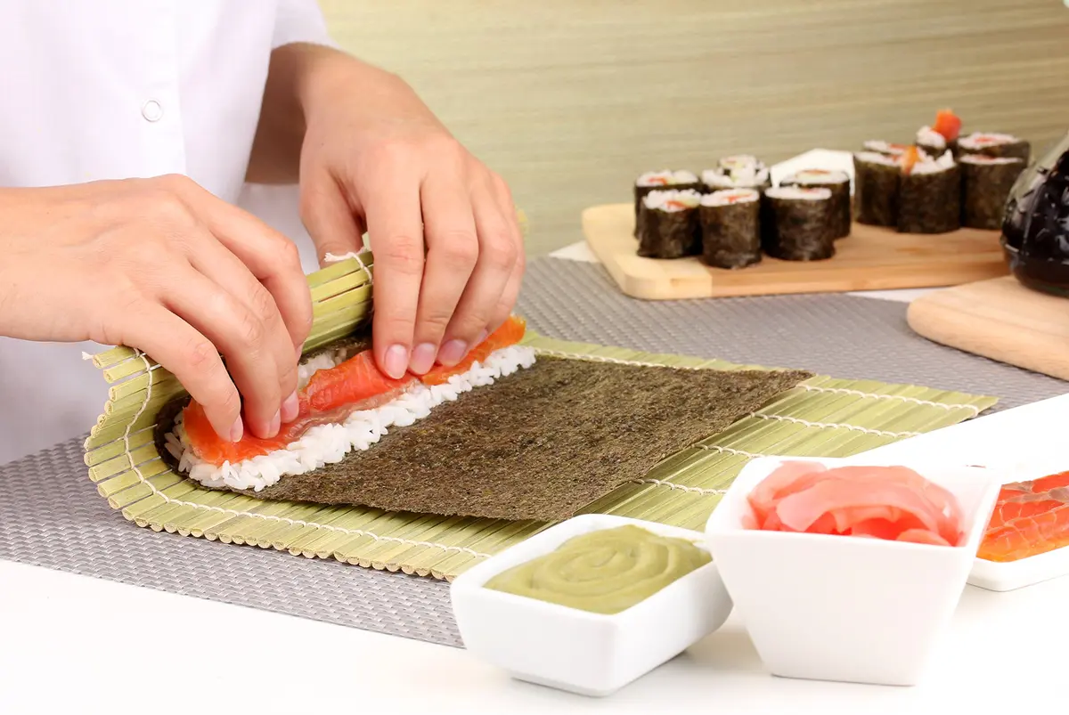 Helen's Asian Kitchen Sushi Mat, 9.5-Inches x 8-Inches, Natural Bamboo (Pack of 2) | Sustainable Bamboo Sushi Rolling Mat for Homemade Rolls - view 2