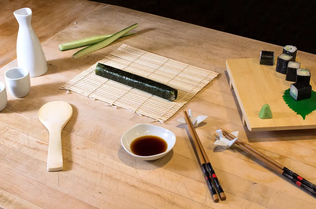 Helen's Asian Kitchen Sushi Mat, 9.5-Inches x 8-Inches, Natural Bamboo (Pack of 2) | Sustainable Bamboo Sushi Rolling Mat for Homemade Rolls - view 4