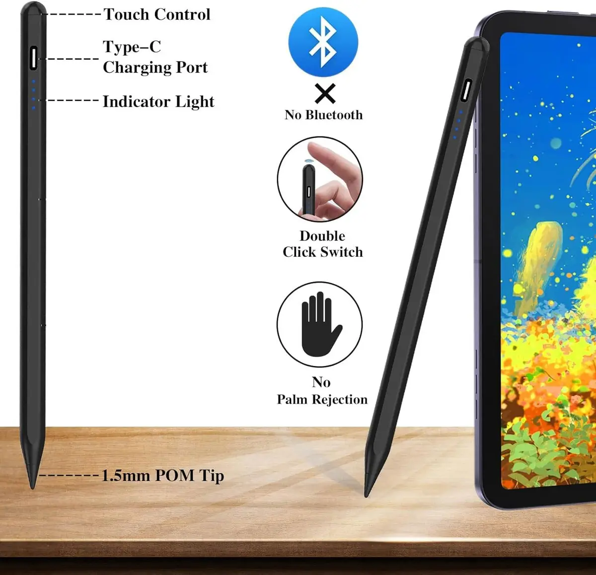 Fonus Active Stylus Pen for OnePlus Open/Pad (2023/2024) with Palm Rejection & Rechargeable Battery | 180mm Length - view 5